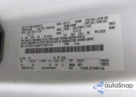 2015 Ford F150 Super Cab из США, поврежденный, VIN 1FTEX1C82FFC87713